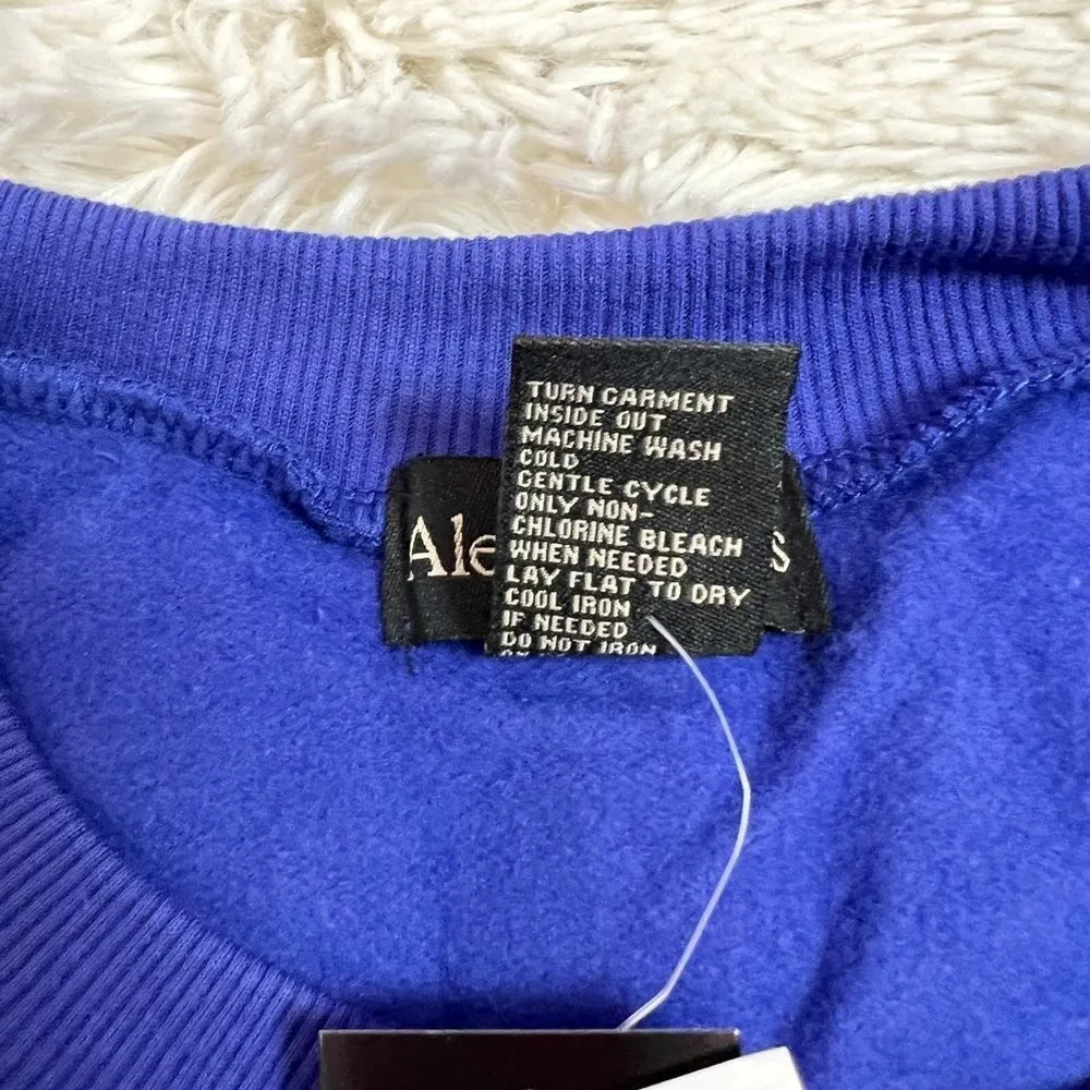 Alex Stevens Lightweight Blue Christmas Dinosaur Polka Dot Sweatshirt Medium - Image 6