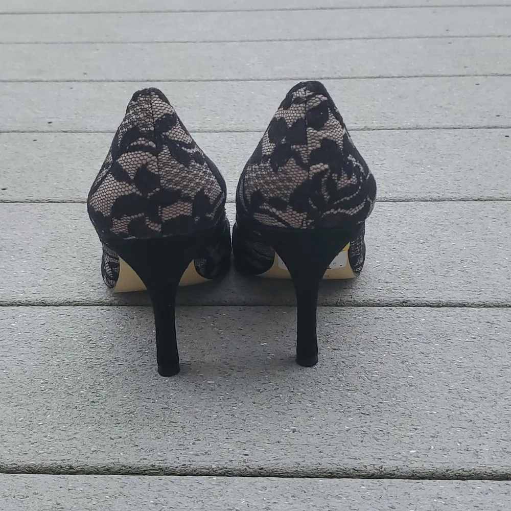 Nine West Black Lace Peep Toe Heels | Nine West Sorbet Heels - Image 5