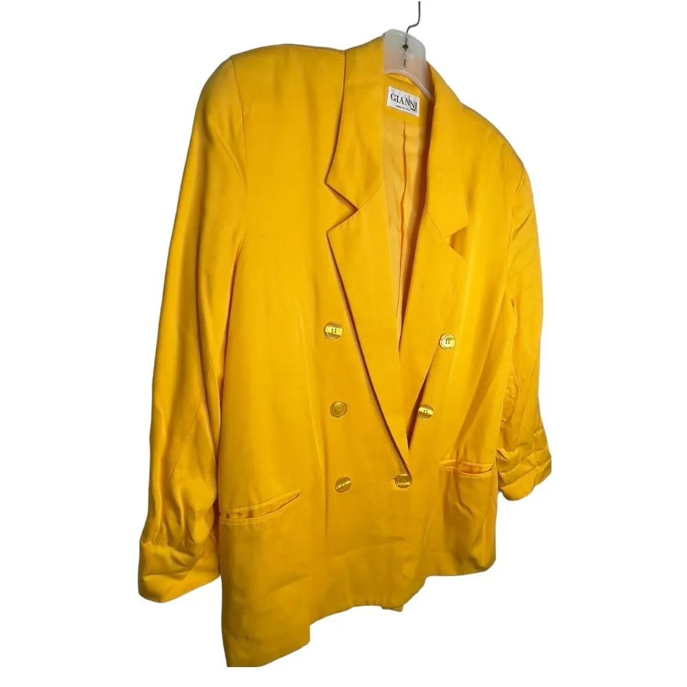 Vintage Gianni Sport Yellow Blazer‎ Size 14 - Image 4