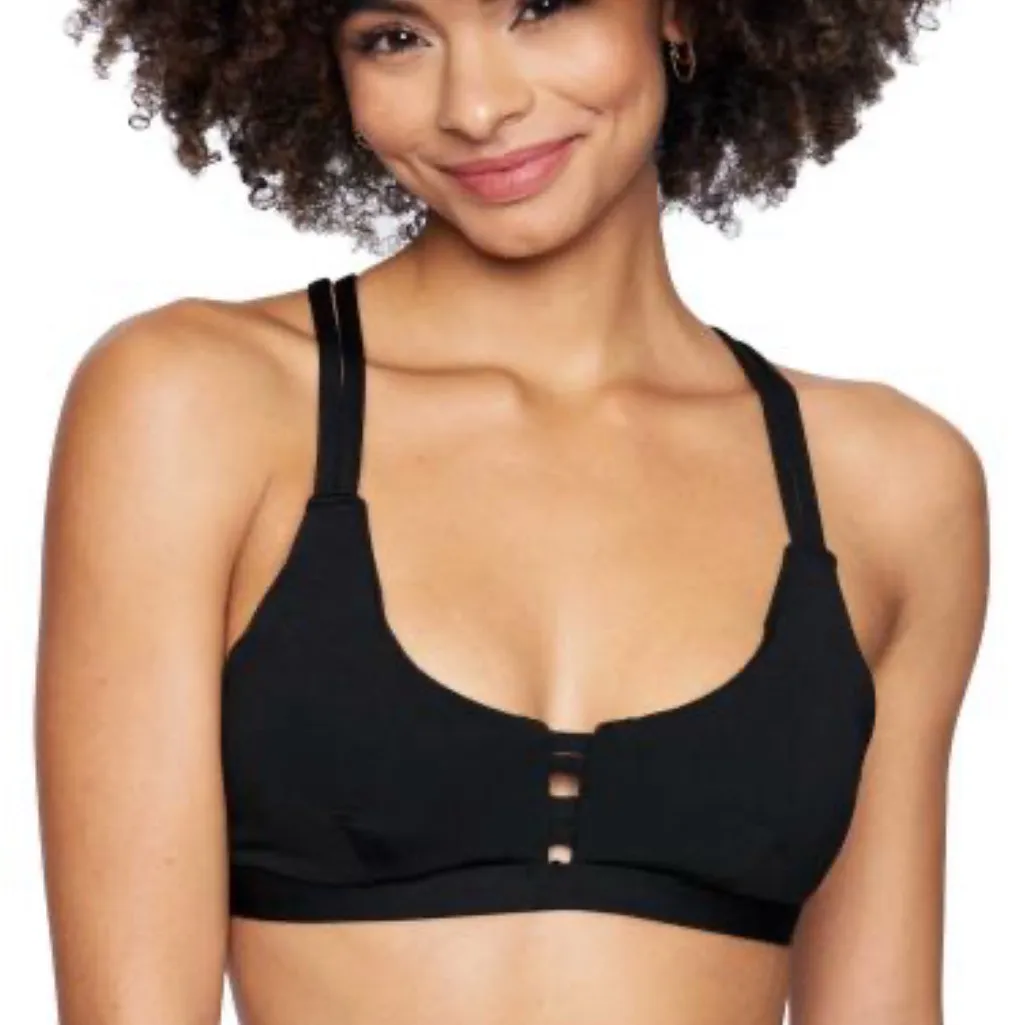 NWT Hurley Max Solid Scoop Bikini Top - Black (Small) - Image 3