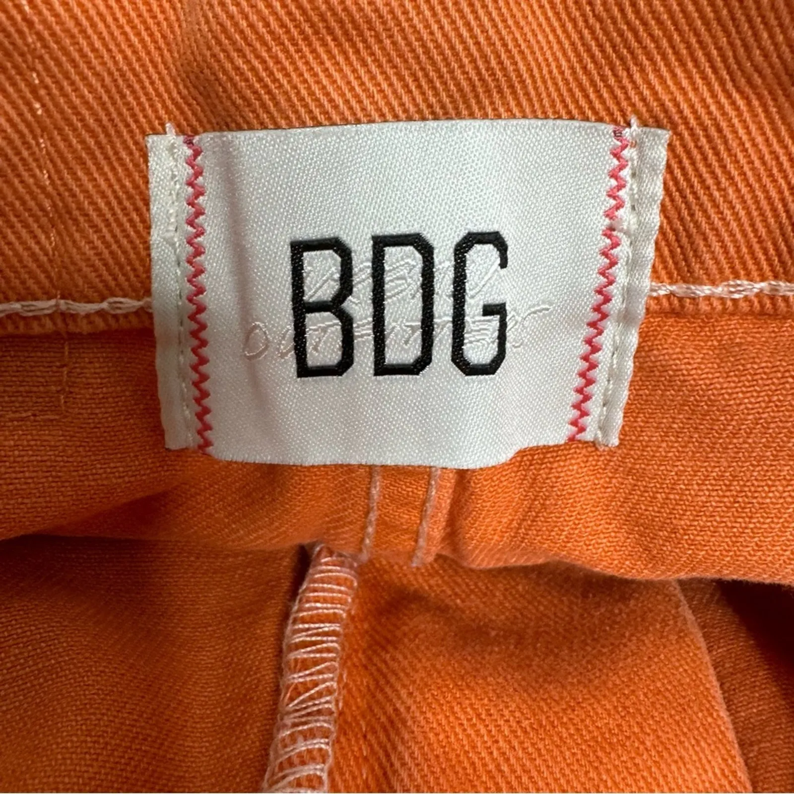 BDG Urban Outfitters Cut-Off Carpenter Shorts in Dark Orange Size 24 - Image 3