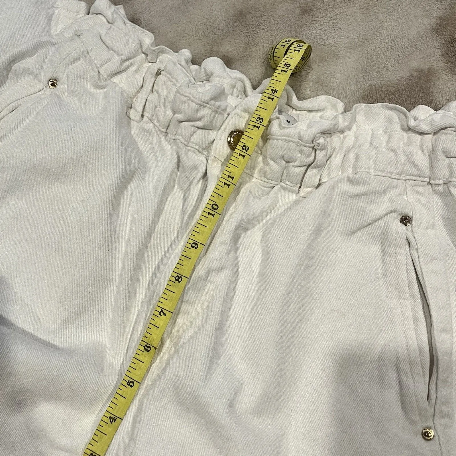 Zara Women's Size 10 White Baggy Fit Paperbag Ankle Jeans See Pics For Wear - Image 7