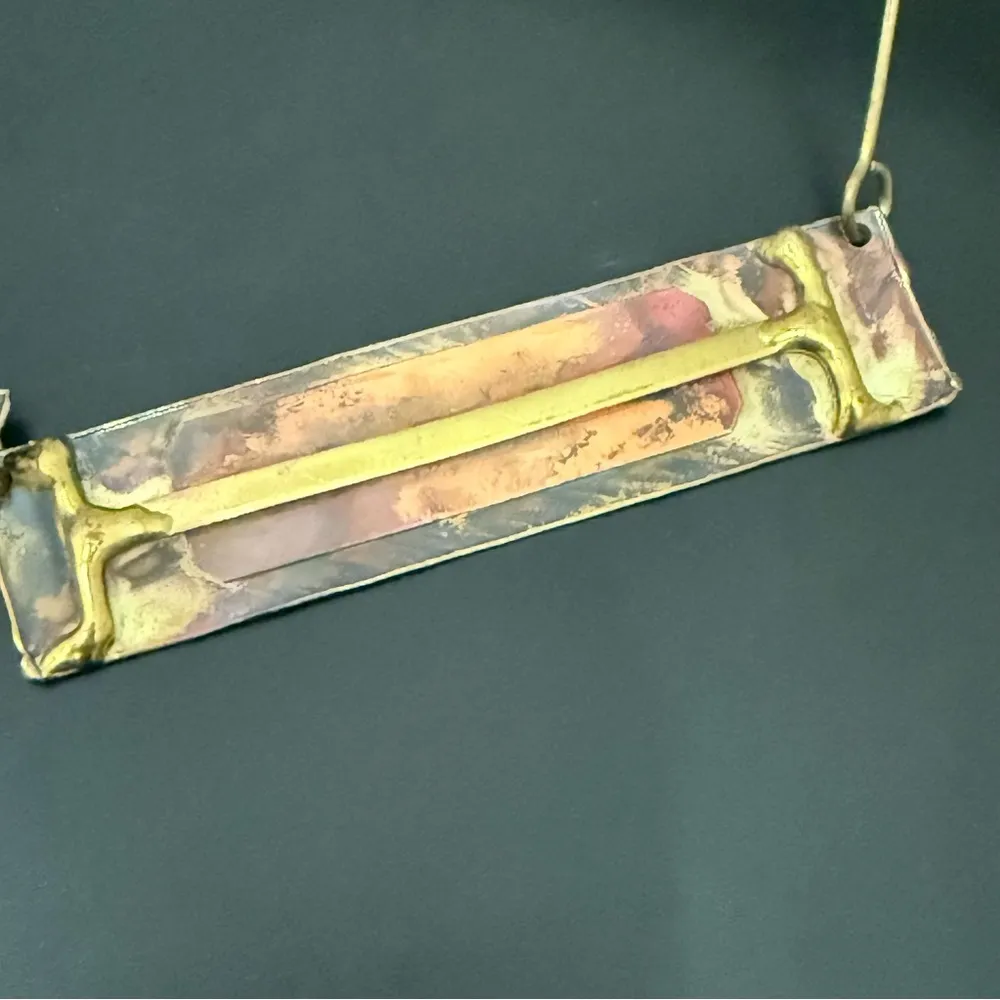 Unique Vintage Retro Modernist Handcrafted Artistic Mixed Metal Necklace 93g. - Image 12