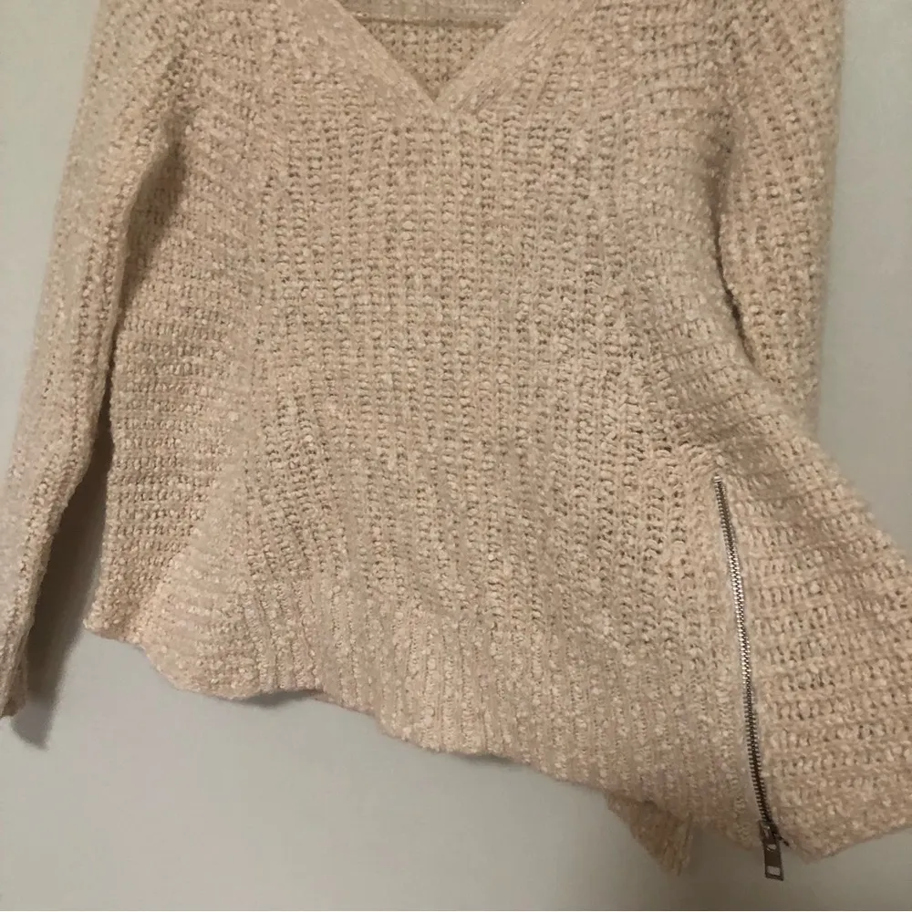 Anthropologie Moth Chunky Sweater Side Zipper Cotton Wool Small - Image 3
