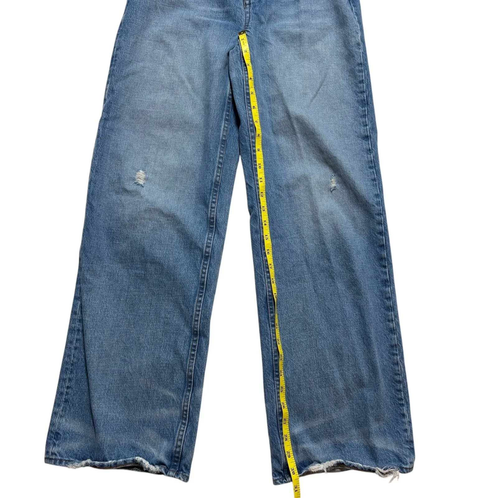 Madewell‎ Low Slung Baggy Jeans Women's Size 24 Distressed Light Wash Wide Leg - Image 7