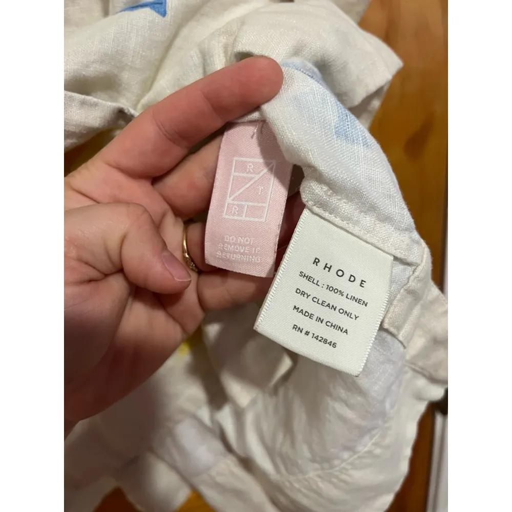 Rhode Ganima Coastal Top Munthe Linen Short Sleeve Novelty Shirt Size Small - Image 4