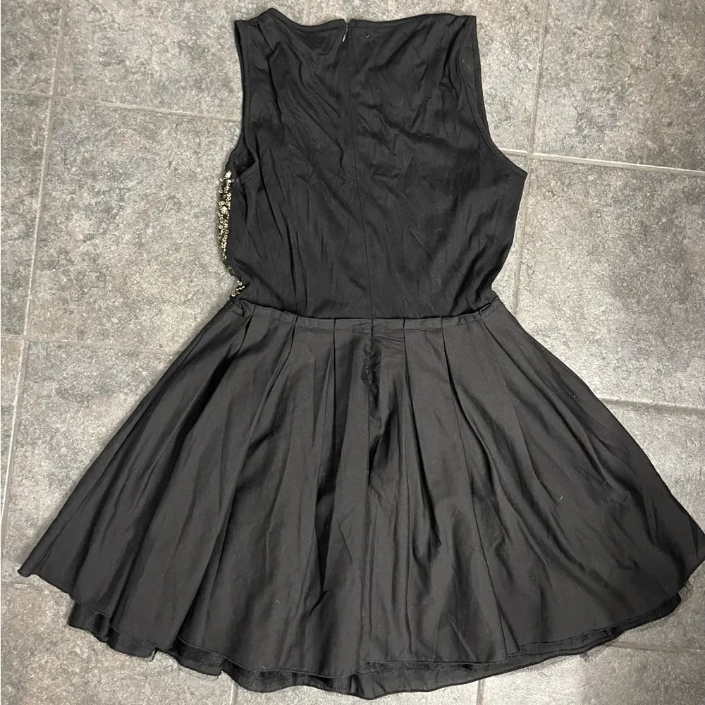 🩵AKIRA CHICAGO BLACK LABEL Gold  Sequin & Black Dress, Size Large - Image 4