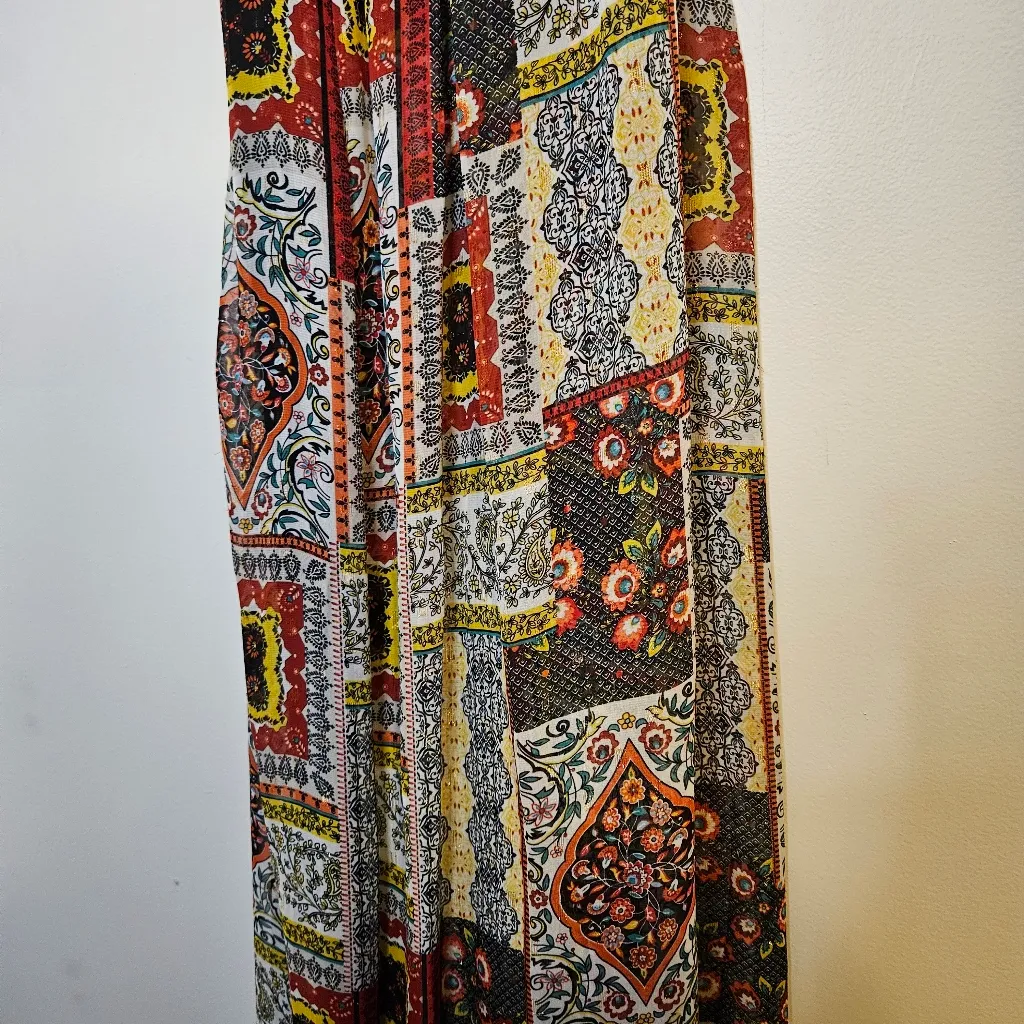 T Tahari Halter-Neck Chain Maxi Dress Women's Bohemian Woodland Patchwork Print - Image 9