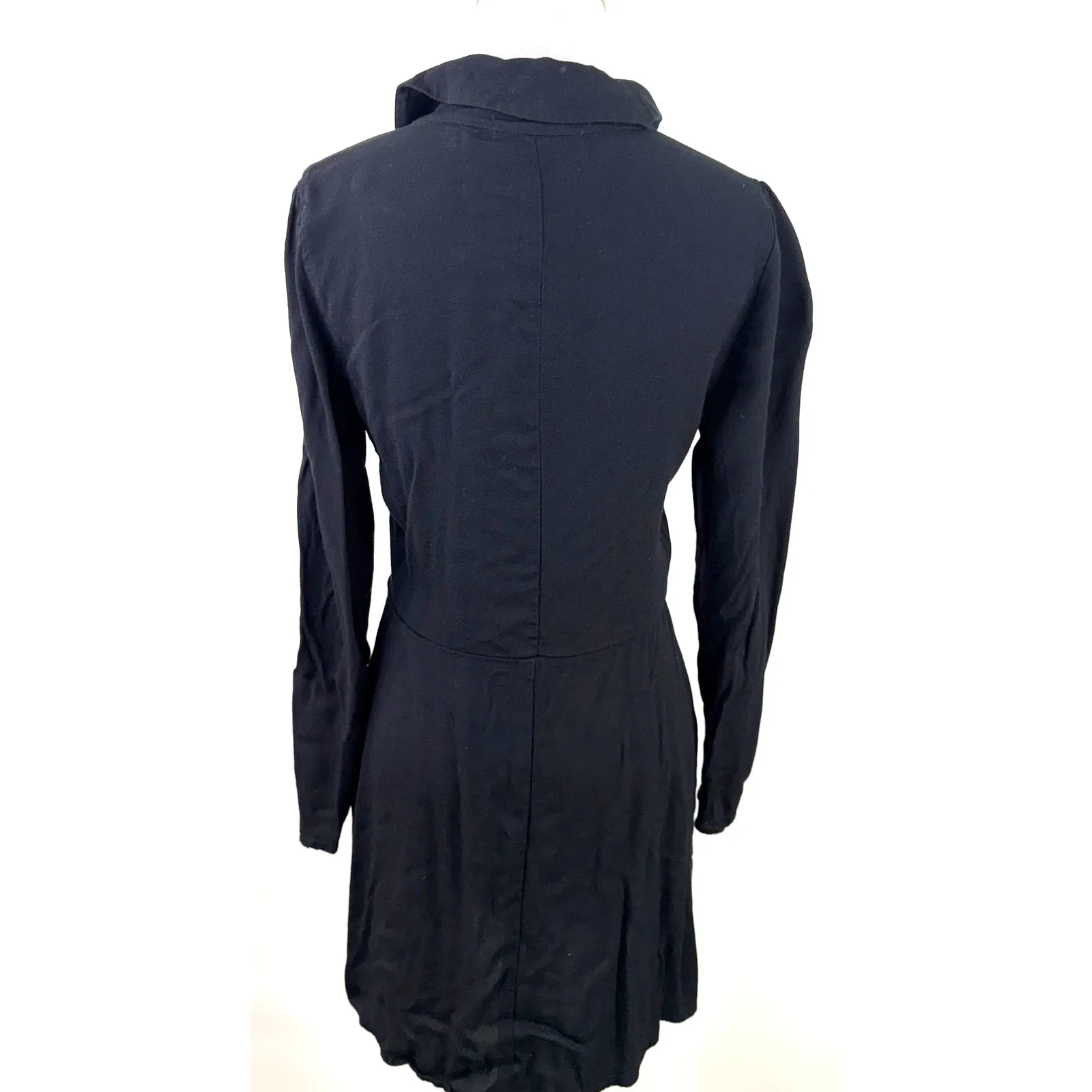 Reformation Black Hugh Long Sleeve Gold Button Up Mini Dress Size 8 - Image 5