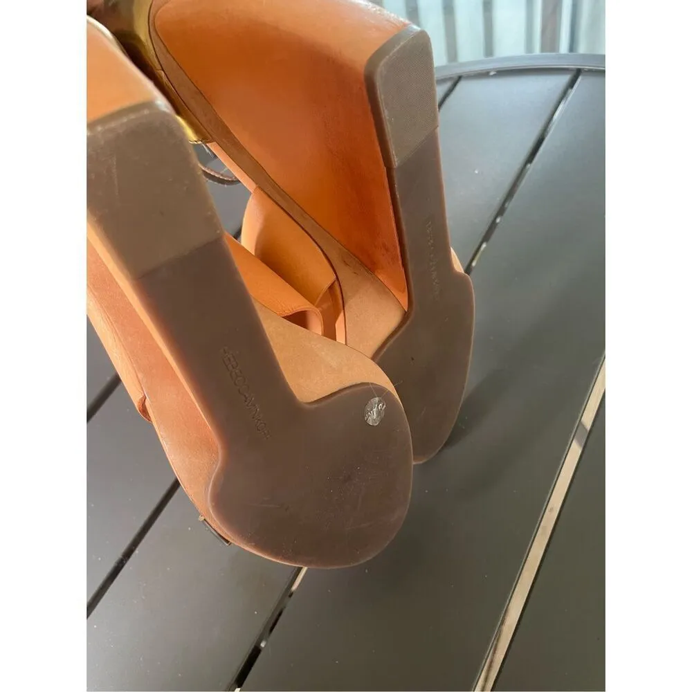 Rebecca Minkoff Stella Leather Wedge Shoes 8.5 Orange / Gold - Image 9