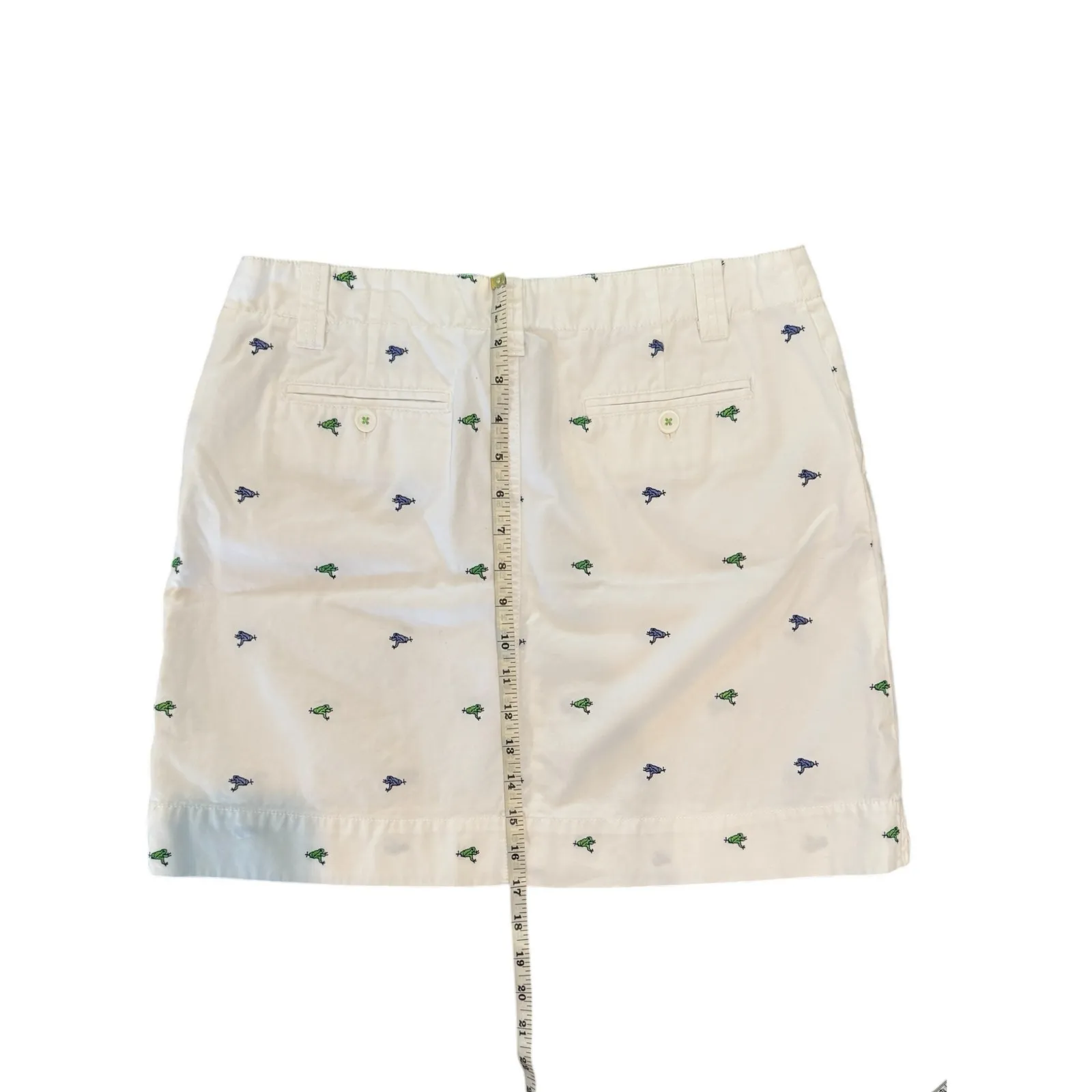 Lilly Pulitzer Cotton Skirt Size 8 White Mini Embroidered Frogs Golf Resort - Image 9
