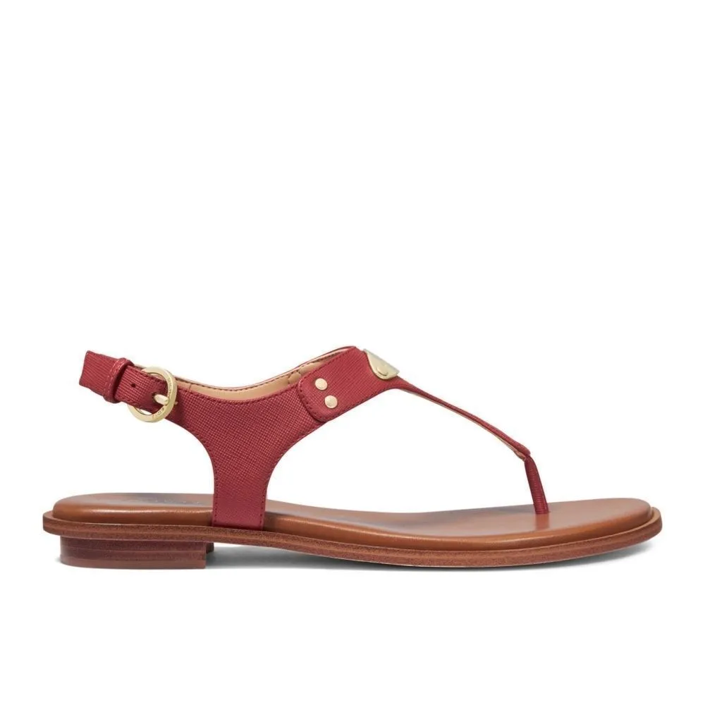 New! MICHAEL KORS Women's MK Plate Thong Leather Sandals Shoes Terracotta Size 7 - Image 4