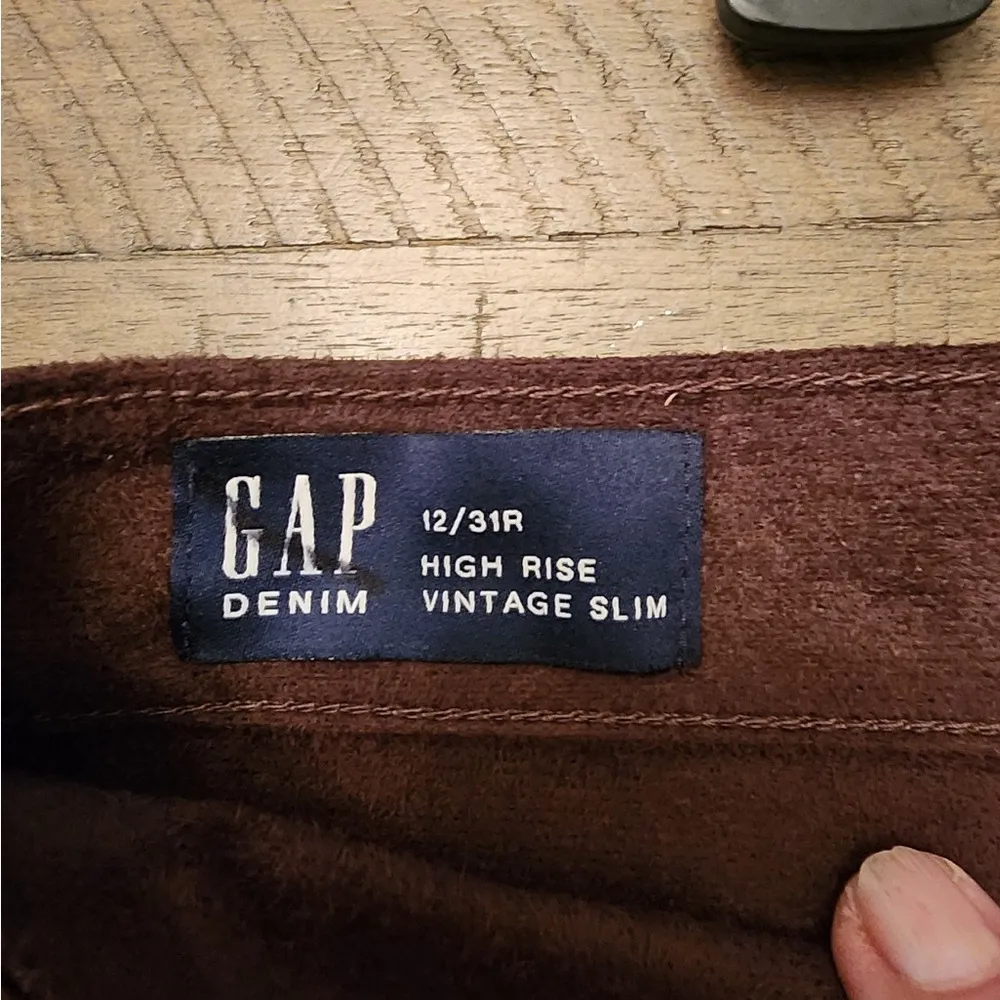 Gap Faux leather pants high rise vintage slim size 12 regular - Image 3