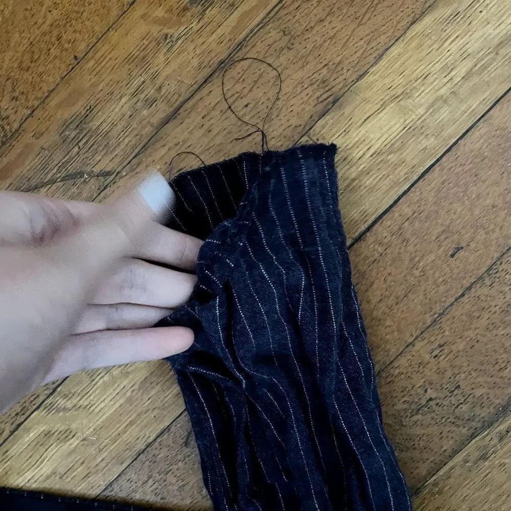 Banana Republic striped blue pinstripe low rise avery pants linen rayon - Image 2