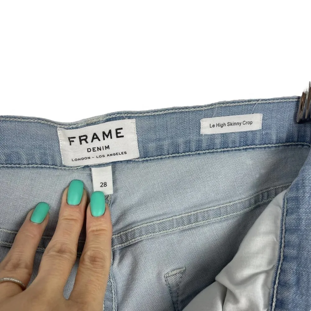 FRAME Le High Skinny Crop Stretch Light Wash Denim Jeans in Hepburn Road SZ 28 - Image 11