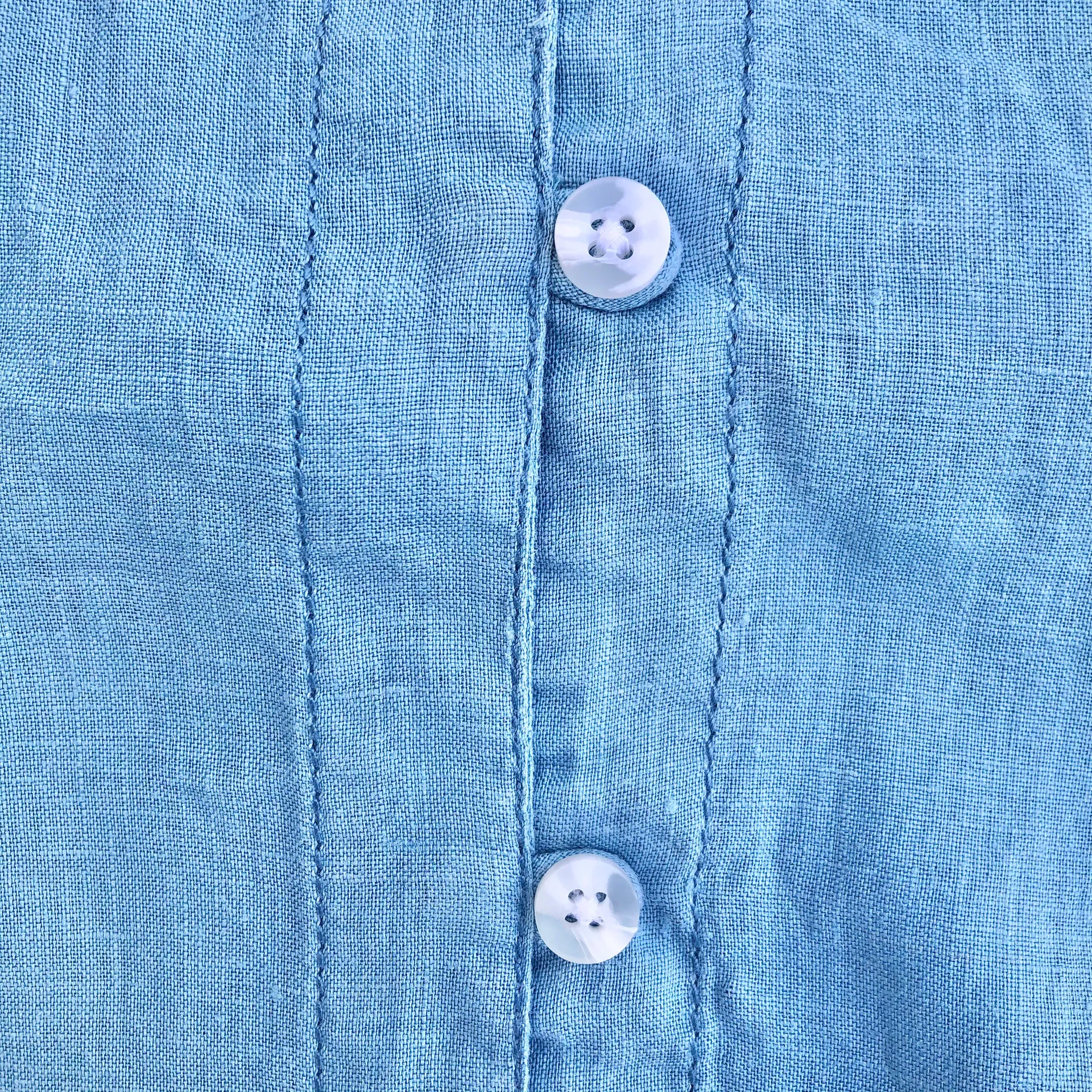 Linen Button Down Shirt Blue breezy mornings Blouse medium - Image 9