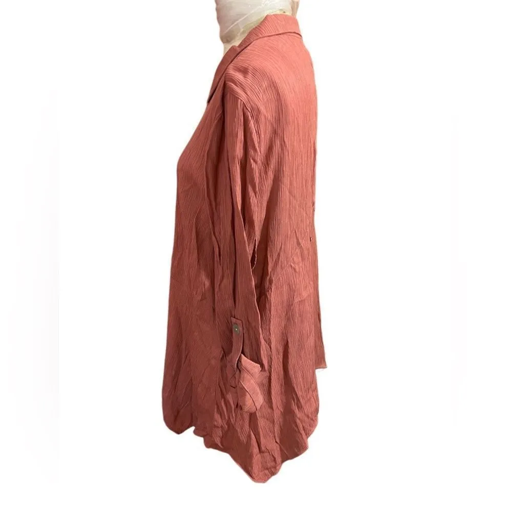 Como vintage Comp Vintage Rust Abalone Shell Button Blouse Sz 16 - Image 3