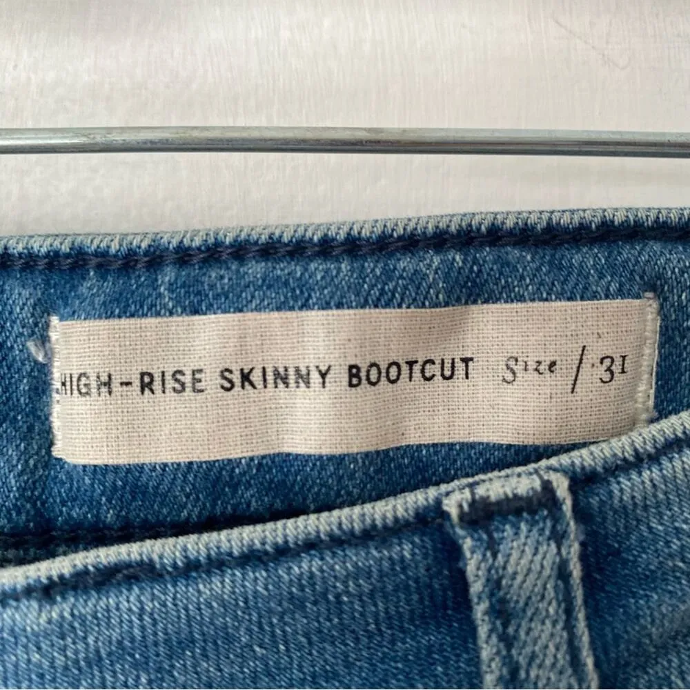 Pilcro Letterpress High-Rise Skinny Bootcut Jeans Button Front size 31 Raw Hem - Image 10