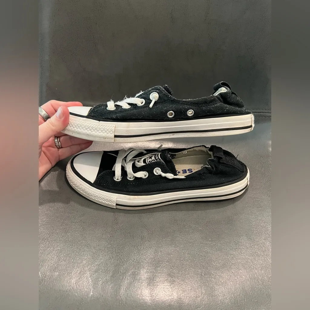 Women's Black and White Converse Shoreline 8 - Image 2