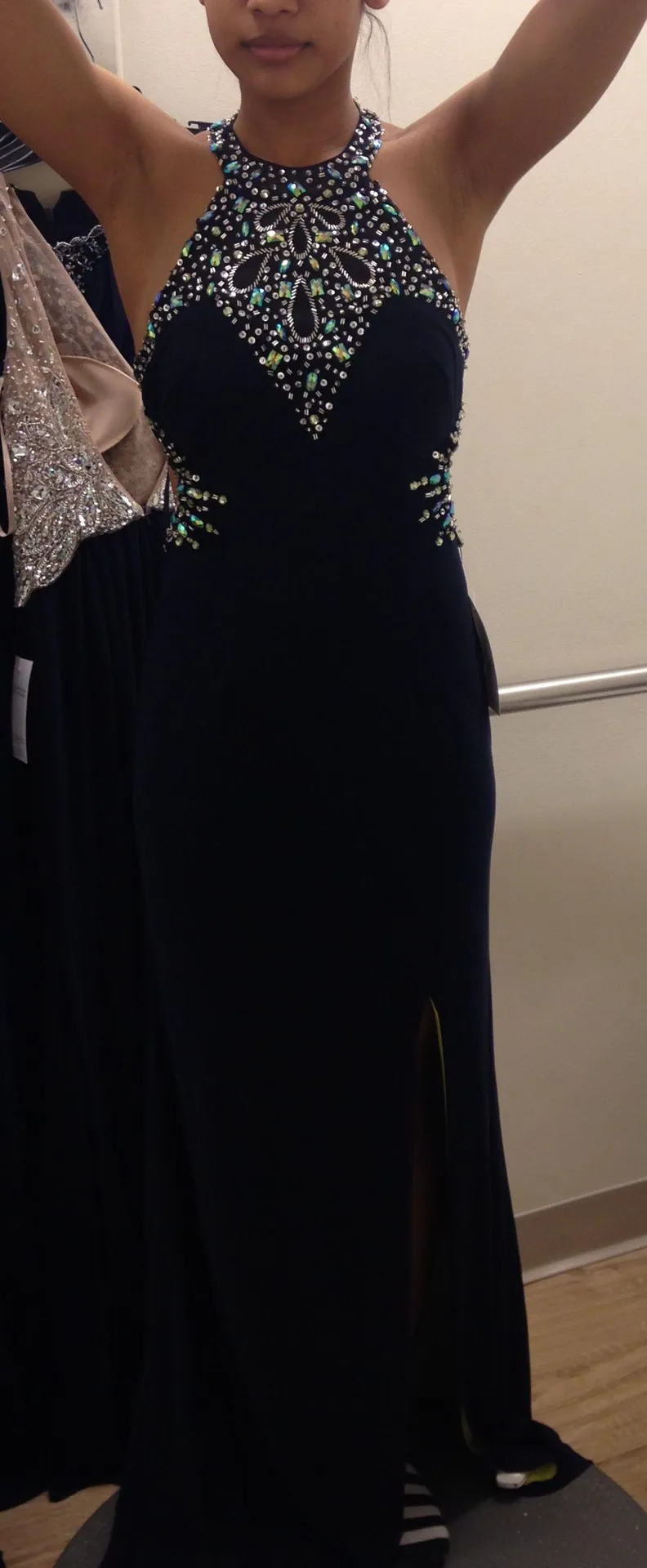 Navy Blue Formal Dress Worn Once Size 2 - Image 5