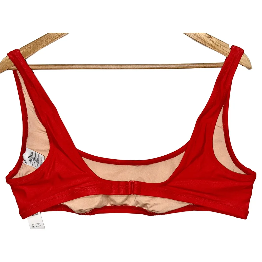 NWT J. Crew Heritage Scoopneck Bikini Top BX611 Bright Cerise Red Womens Size XL - Image 2