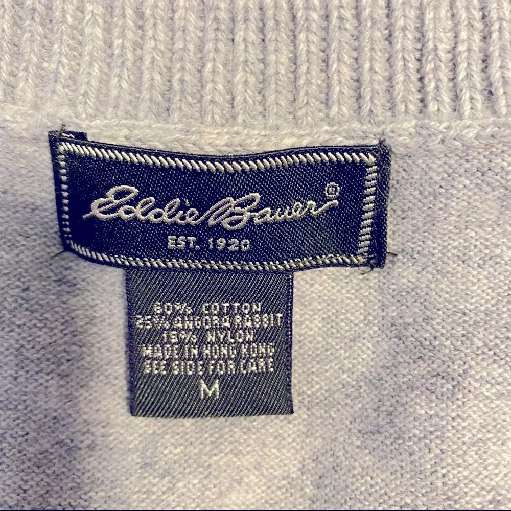 Eddie Bauer || Grey v-neck angora blend sweater vest - Image 2