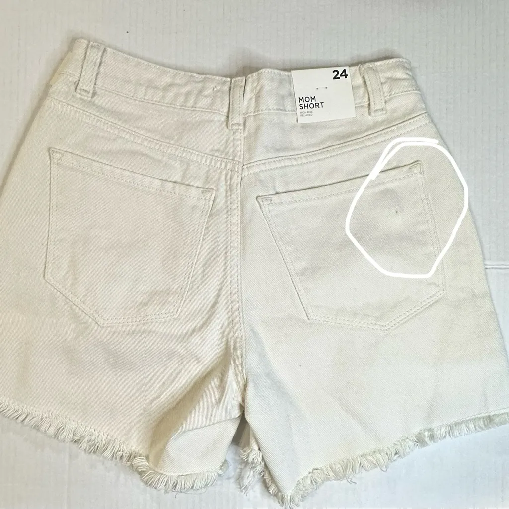 Forever 21 Womens High‎ Rise Relaxed Mom Short Distressed Beige Size 24 NWT - Image 11