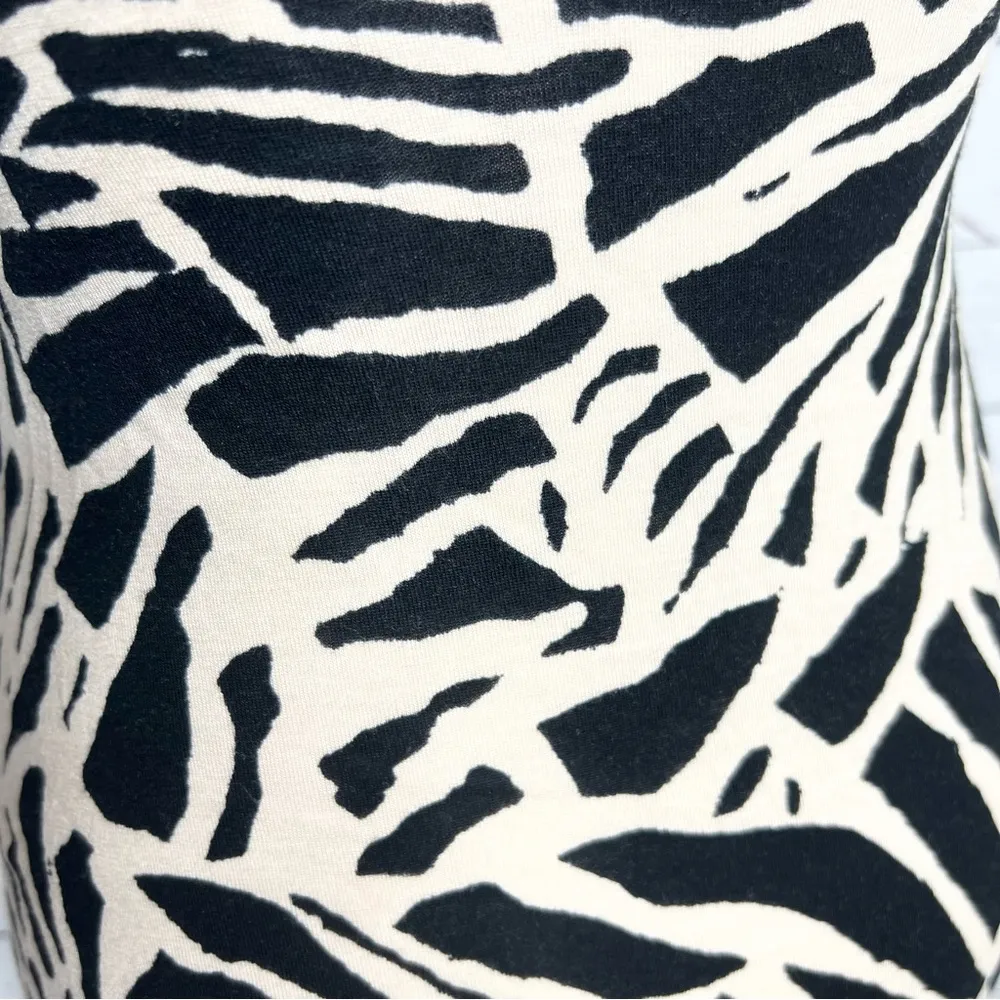 H&M Black & Tan Zebra Print Sleeveless Twist Front Tank Dress Size XS - Image 5