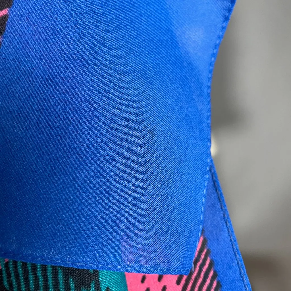 Vintage Plaid Scarf Rectangular Long Blue Pink Teal Black 12" x 53" Classic - Image 6