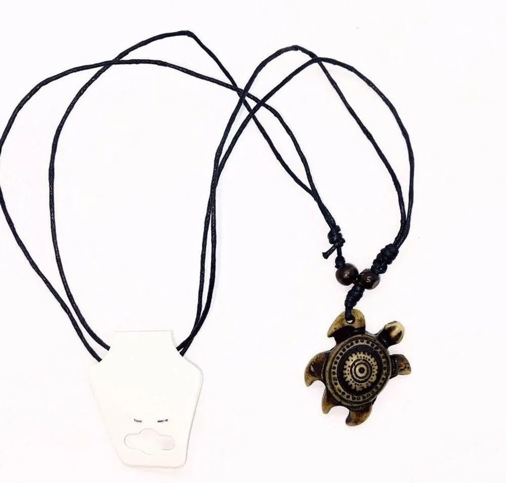 Boho Sea Turtle Leather Cord Necklace - Image 2