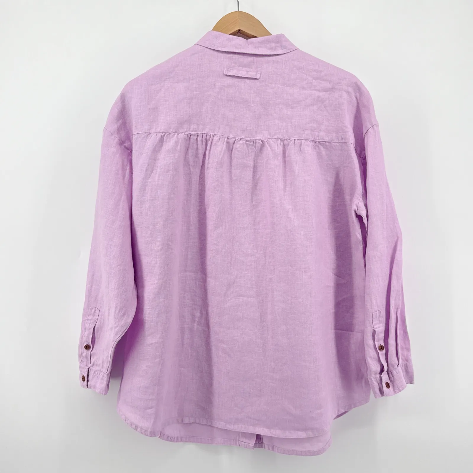 NEW NWT Poetry Size 12 Garment Dyed Linen Overshirt Button Up Long Sleeve Purple - Image 9