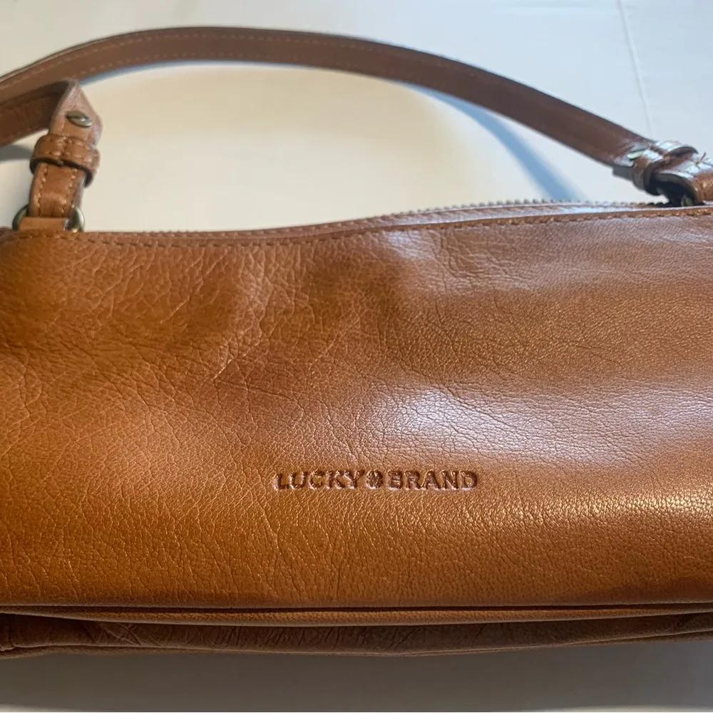 Lucky Brand Brown Leather Wallet Size Crossbody    Purse.           2170 - Image 8