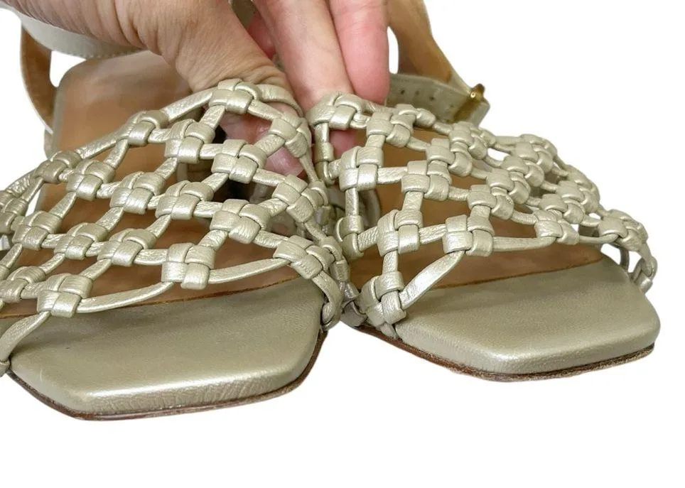 Paloma Barcelo Woven Leather Espadrille Sandals Women’s Size 7 Raffia Heel Tan - Image 9