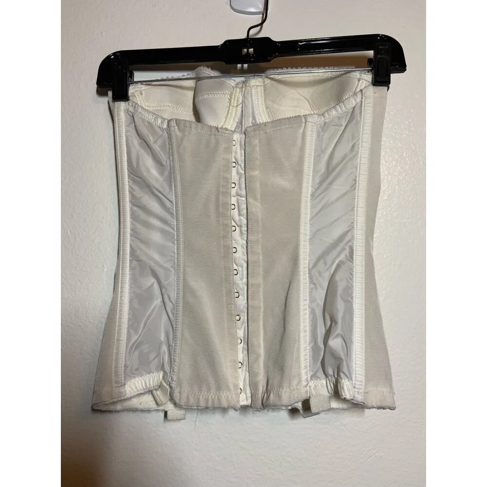VTG Schaffer's Bustier Corset Top Strapless Body Shaper Sweetheart White 32 Size undefined - Image 4