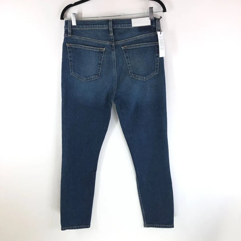Re/Done Womens Jeans High Rise Ankle Crop Midnight Blue Button Fly 29 - Image 3