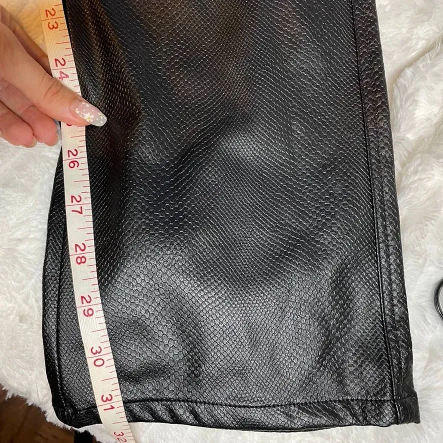 Revolve DANIELLE BERNSTEIN Croc Flare‎ Faux Leather Pants 25 Black High Waist - Image 6