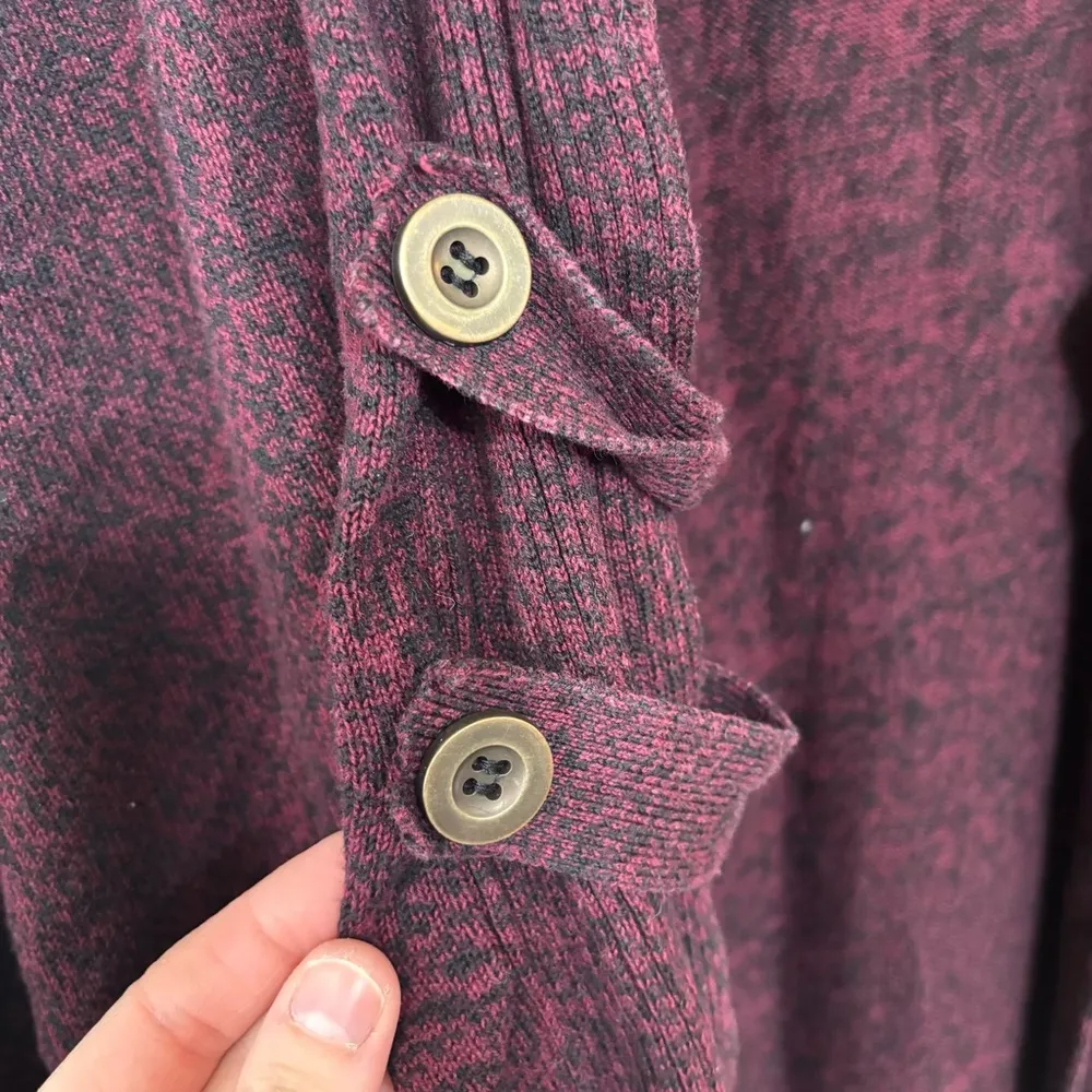 AB Studio Heathered Burgundy Black Open Front Cardigan Sweater Size XL - Image 5