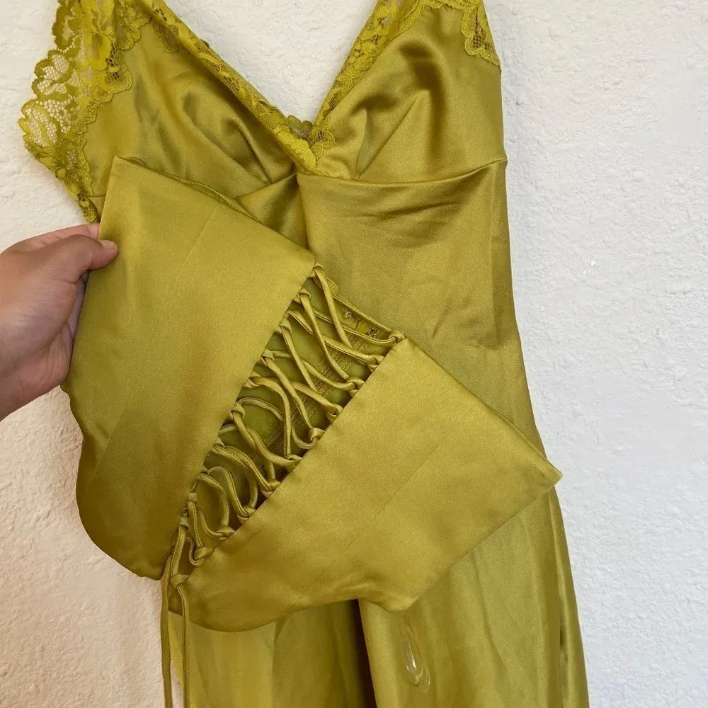 HOUSE OF CB 'Salma' Chartreuse Satin‎ Slip Dress green /Size XS NWOT - Image 10