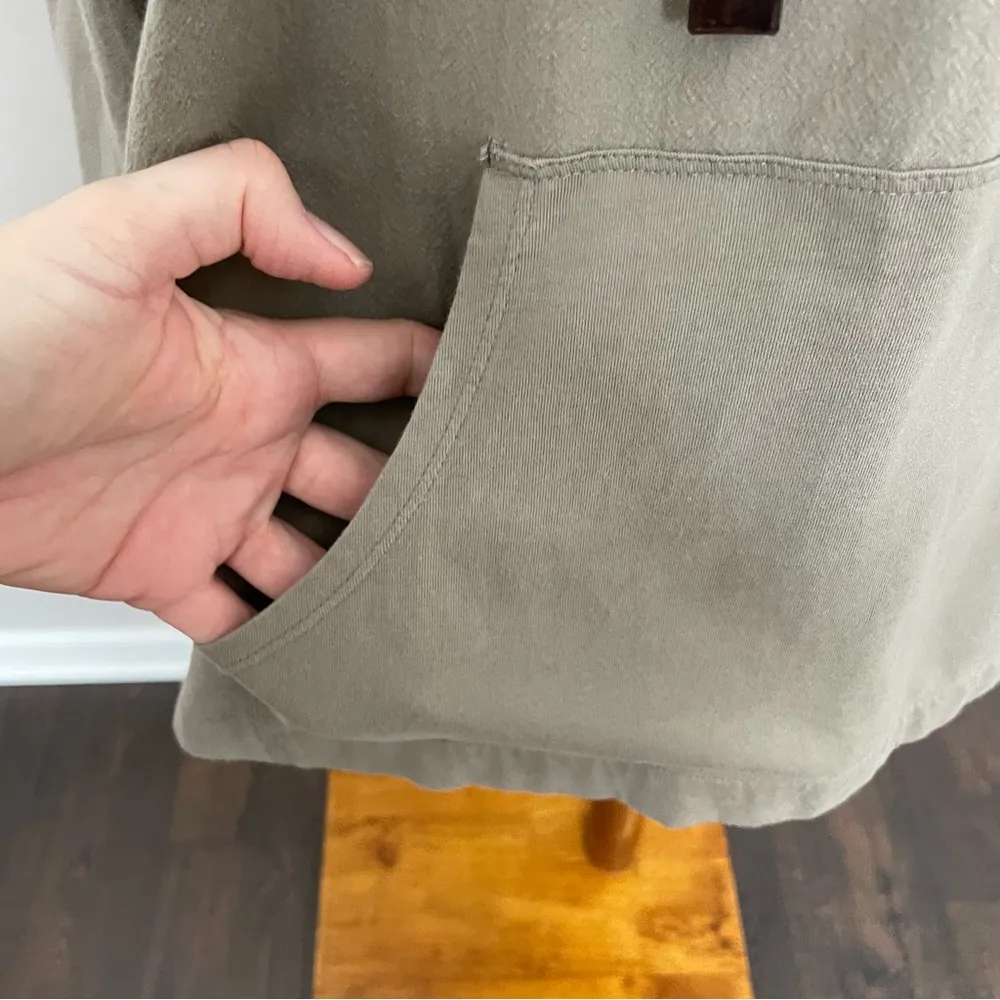 Soft Surroundings Top Lanai Hoodie Oversized Boxy Cotton Travel Olive Green - Image 5