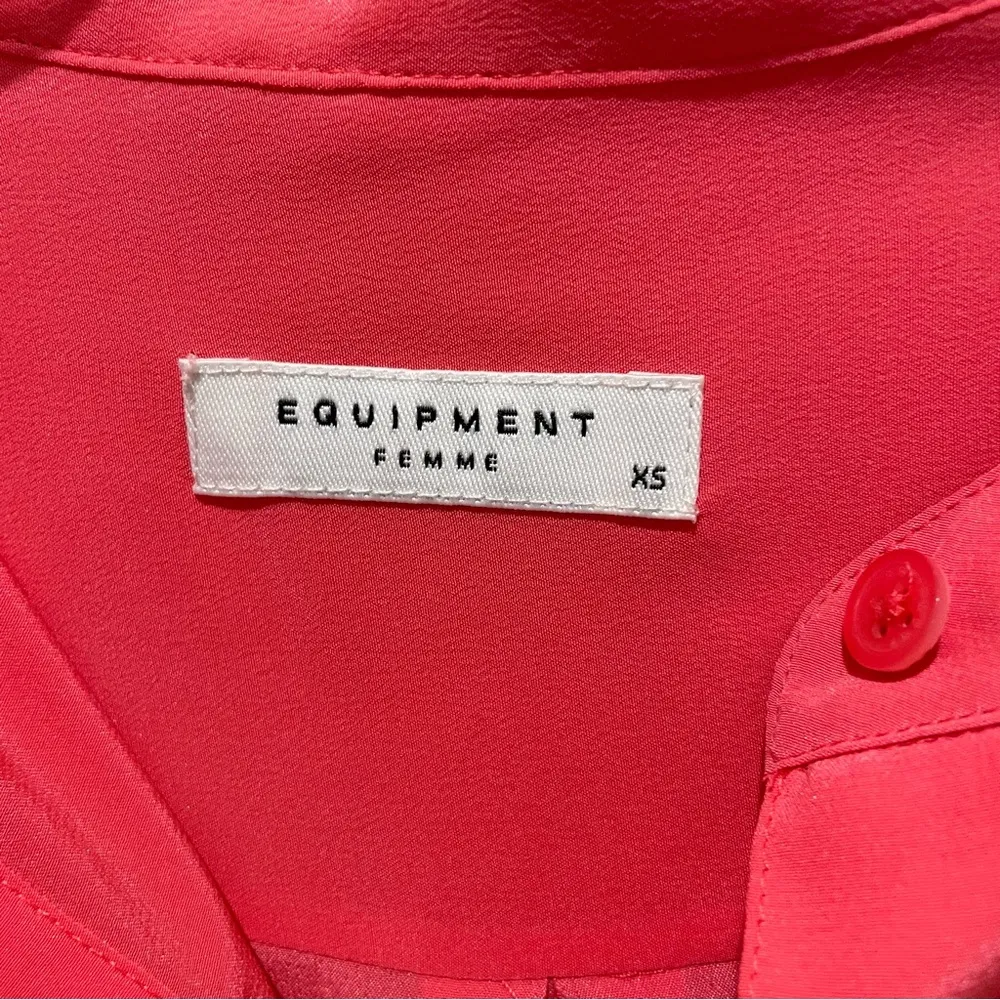 Equipment Silk Half Button Up Utility Blouse Salmon Pink Size XS - Image 7