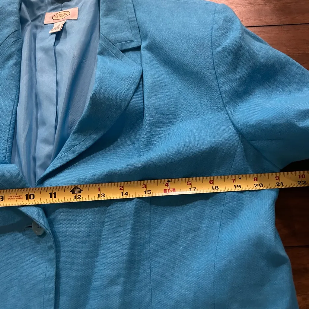 Talbots Irish Linen Turquoise Lined Pantsuit Size 16 - Image 14