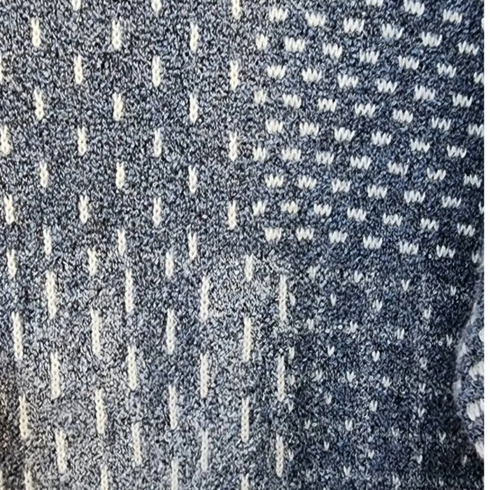 J Jill Patchwork Jacquard Topper Cardigan Azure Heather Multi XS SAMPLE - Image 8