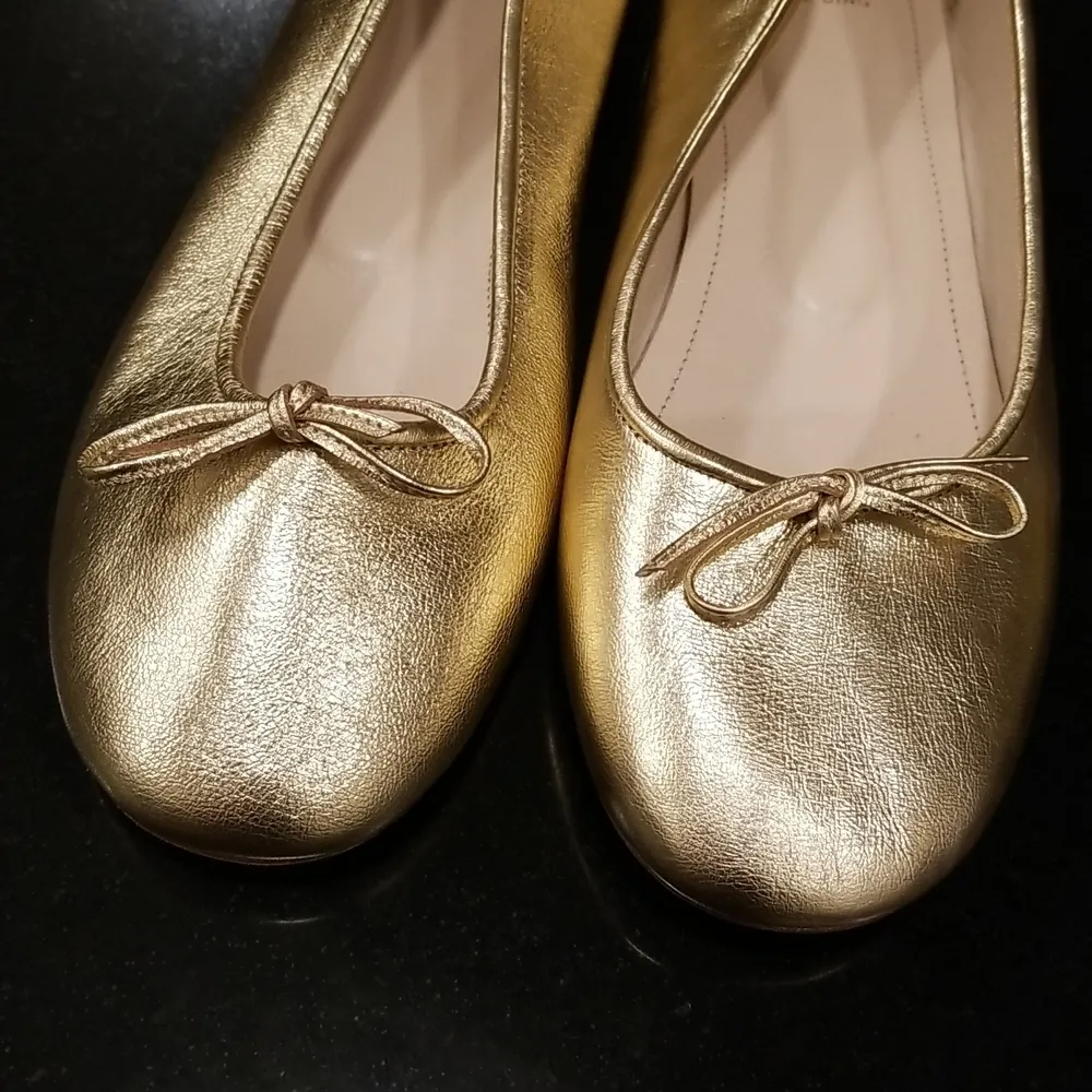 💕ANINE BING💕 Ballerinas ~ Leather Ballerina Flats Gold 39 NWOT - Image 9