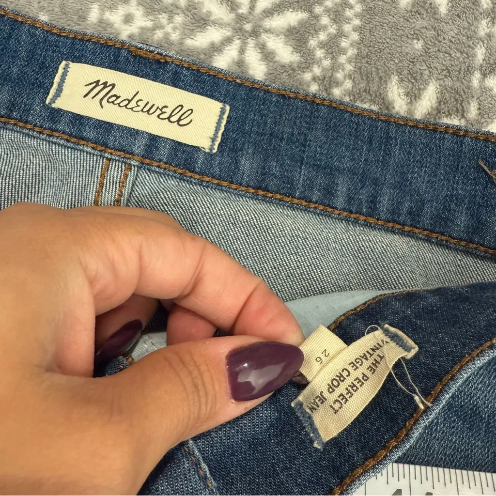 Madewell The Perfect Vintage Crop Jean High Rise in‎ Sandford Wash MD614 Size 26 - Image 7