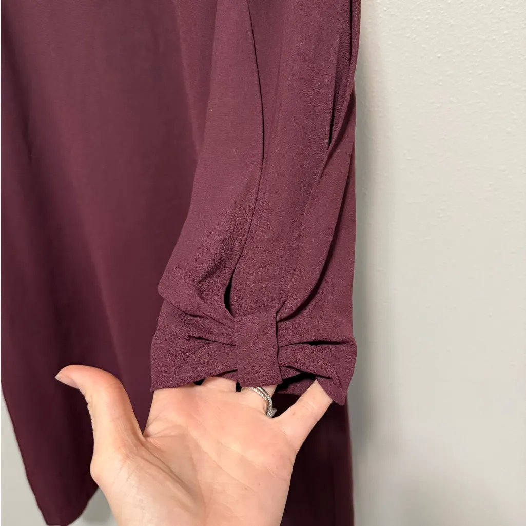 Women’s Lauren Conrad Maroon Long Sleeve Dress – Size Medium - Image 2