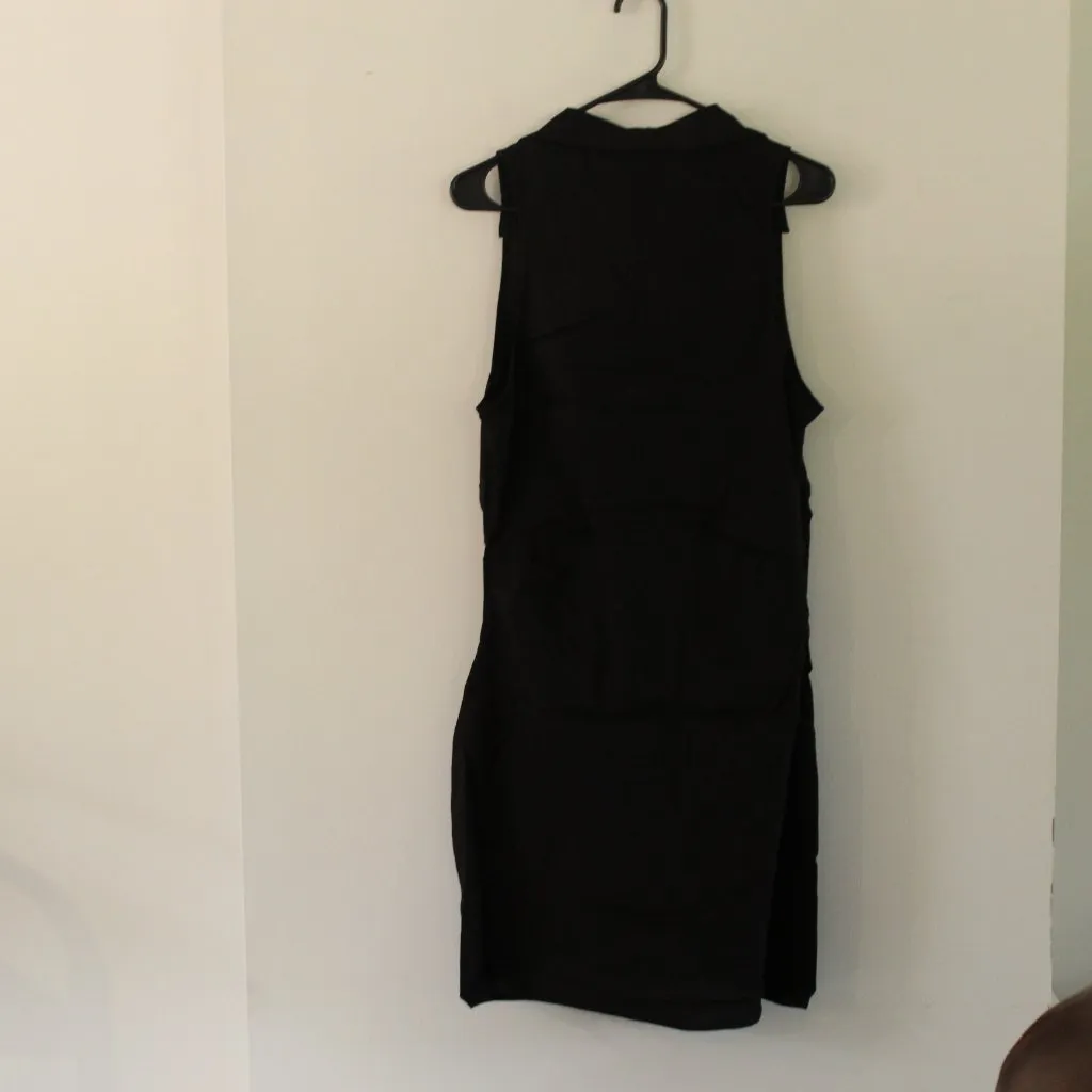 Choosy St. Crosby Black Sleeveless Plunging Neckline Shirt Dress Size 10 - Image 3