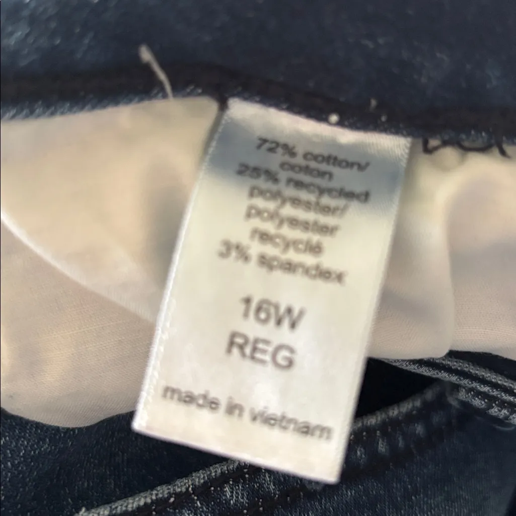 M Jeans By Maurice’s Skinny Distressed Mid Rise Jean Sz 16W Stretch Dark Wash - Image 5