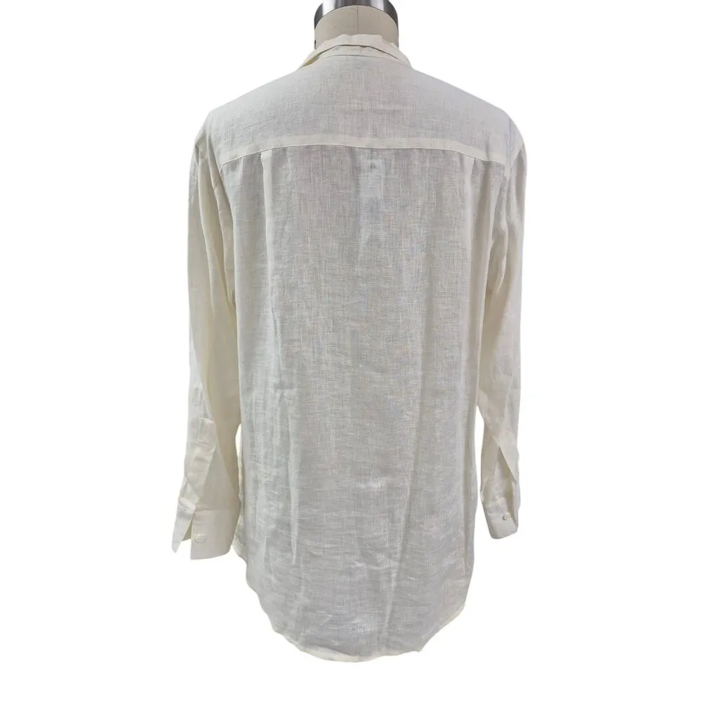NWT Linda Allard Ellen Tracy 100% Linen Tunic/Dress Shirt White Sz 4 $195 - Image 3