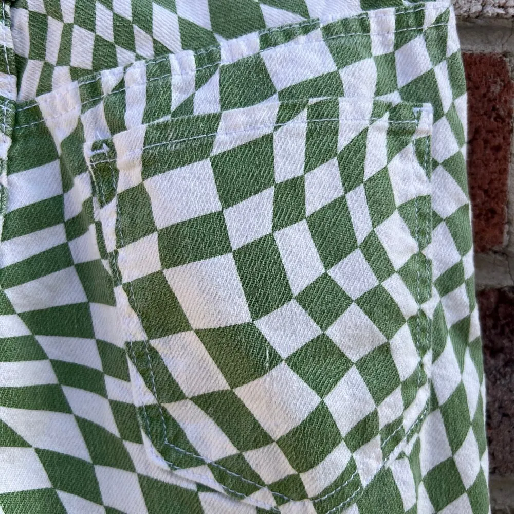 S. O. N. G. Women’s Geometric 90’s Boyfriend Jeans Size 5 Green - Image 3