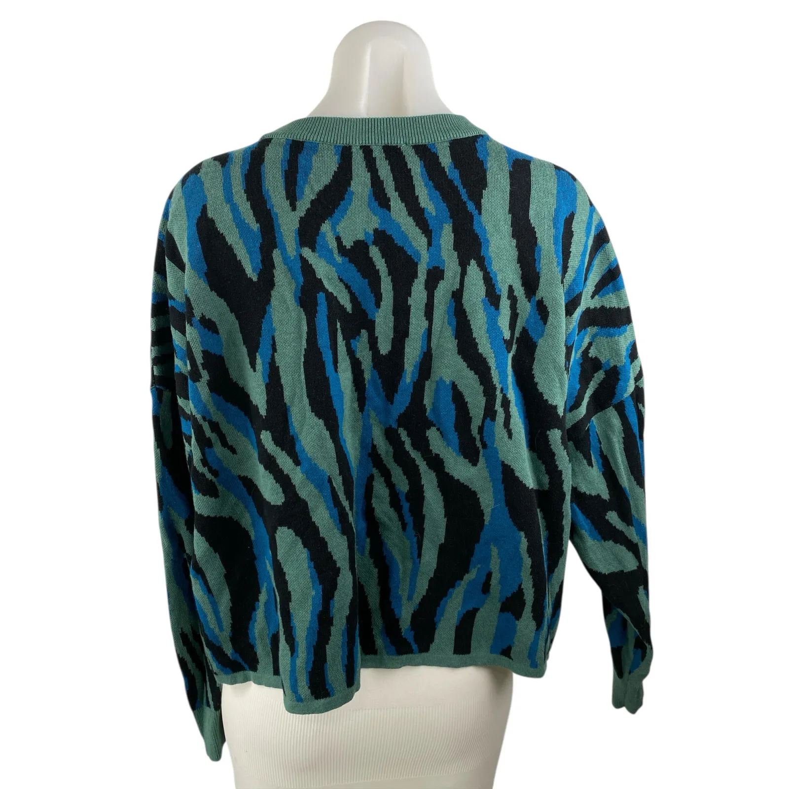 Bar III Womens Blue Animal Print Crew Neck Long Sleeve Pullover Sweater Top XXL - Image 2